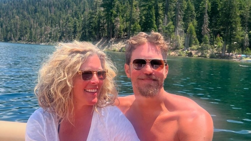 Laura Wright and Wes Ramsey selifie in Lake Tahoe